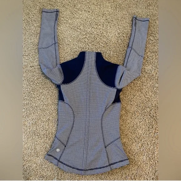 Lululemon Forme Jacket Gingham Blue Check Zip Front Size 2 - Picture 11 of 16
